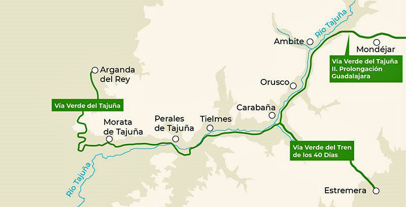 Mapa de la V�a Verde del Taju�a