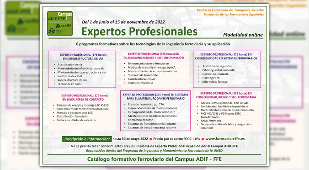 Las tecnolog�as de la ingenier�a ferroviaria y su aplicaci�n, en los nuevos cursos del Campus Adif-FFE