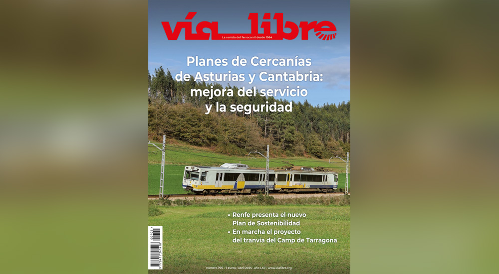Las Cercan�as de Asturias y Cantabria, portada de la revista �V�a Libre� de abril 