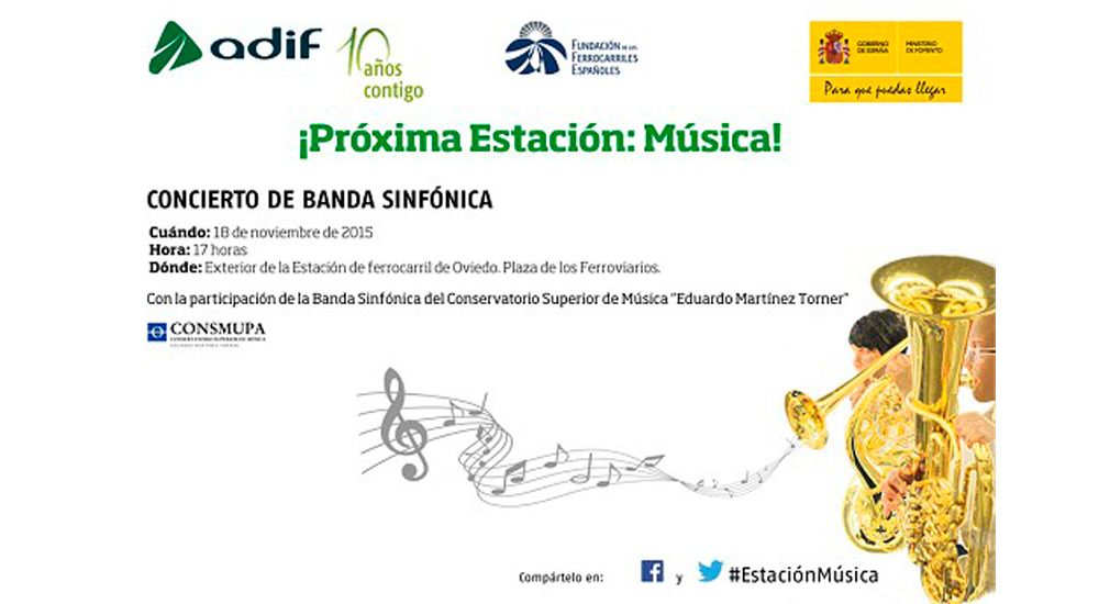 La Banda Sinfónica del Conservatorio Superior de Asturias en la estación de Adif de Oviedo La Banda Sinfónica del Conservatorio Superior de Asturias en la estación de Adif de Oviedo