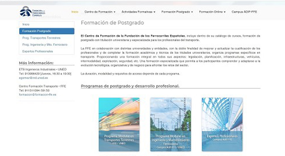 Pr�ximos programas de postgrado del Centro de Formaci�n del Transporte Terrestre