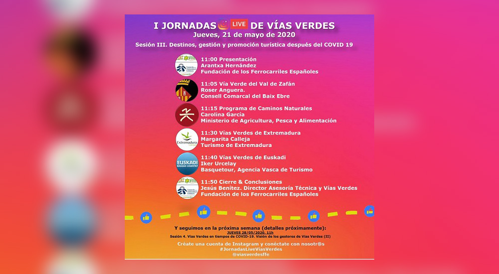 Tercera sesi�n de las I Jornadas LIVE de V�as Verdes en tiempos de COVID-19